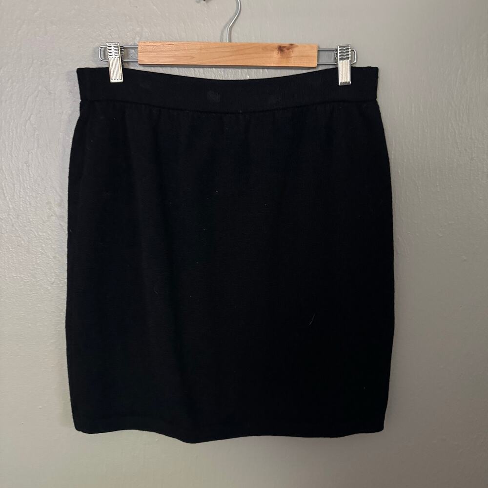 ST. JOHN BASICS Black Knit Pencil Skirt Size 12 formal workwear stretch